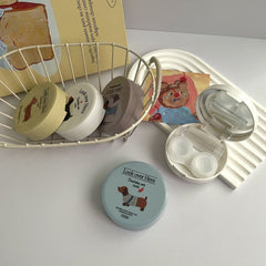 Estuche para lentes de contacto de colores con diseño de perro lindo