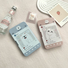 Estuche para lentes de contacto de colores con forma de gato pintado a mano