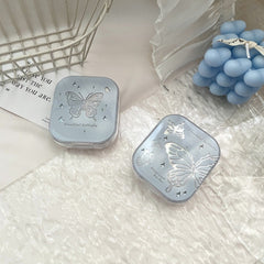 Estuche para lentes de contacto de colores con diseño de mariposas y láser frío como el pez