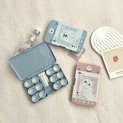 Estuche para lentes de contacto de colores con forma de gato pintado a mano