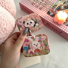 Estuche para lentes de contacto de color rosa con forma de corazón para niña