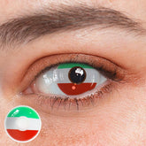 Lentes de contacto de color verde con la bandera italiana para cosplay