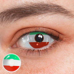 Lentes de contacto de color verde con la bandera italiana para cosplay