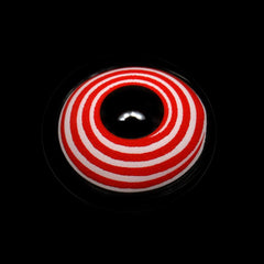 Lentes de contacto de color rojo y blanco con rizos circulares para cosplay