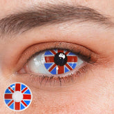 Lentes de contacto de color azul con la bandera británica para cosplay