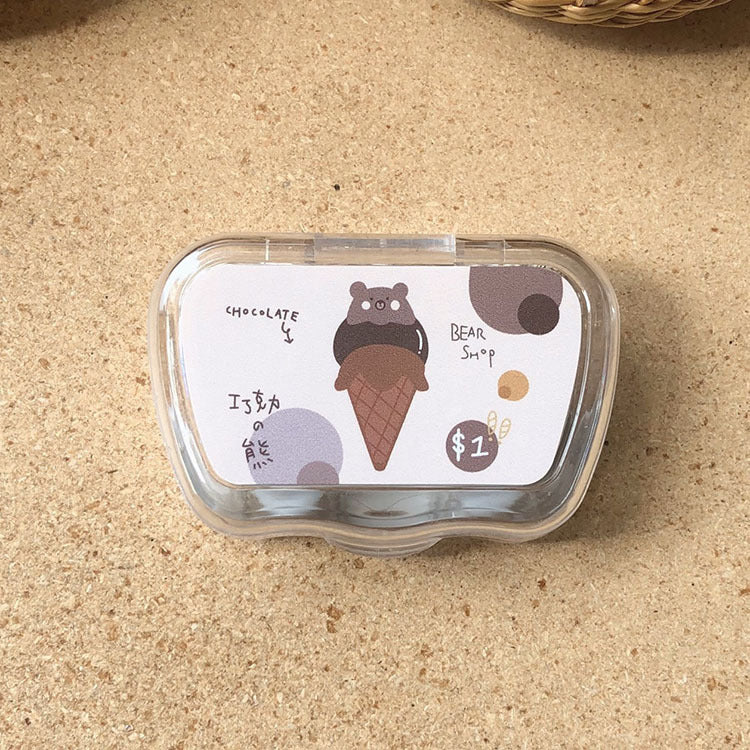 Estuche para lentes de contacto de colores con dibujos animados 