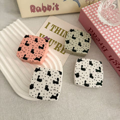 Estuche para lentes de contacto de colores con lazo floral y forma de gato 