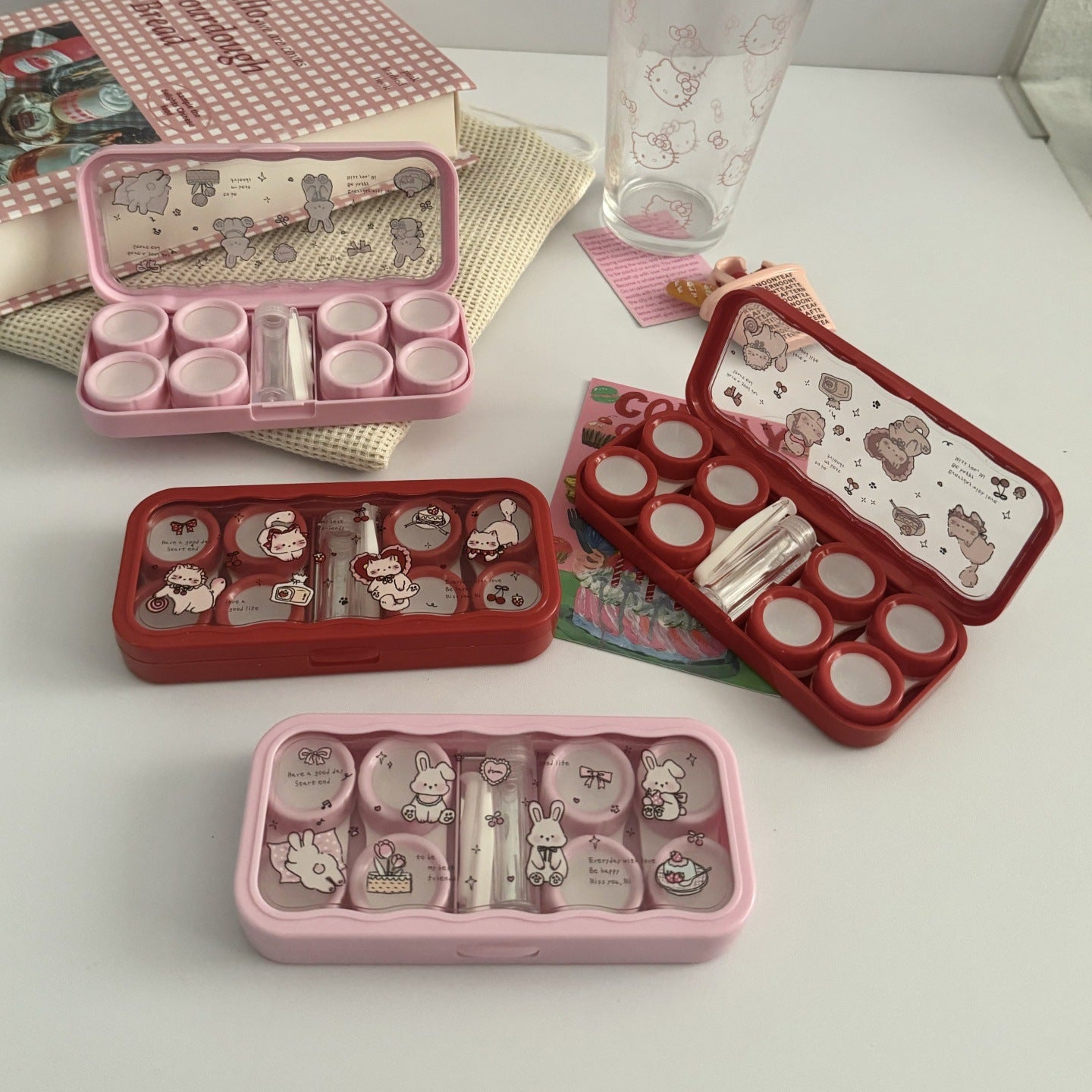 Estuche para lentes de contacto de colores Sweet Bunny Garden 