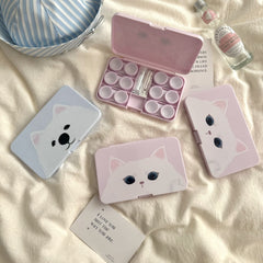 Estuche para lentes de contacto de colores con forma de cabeza de gatito 