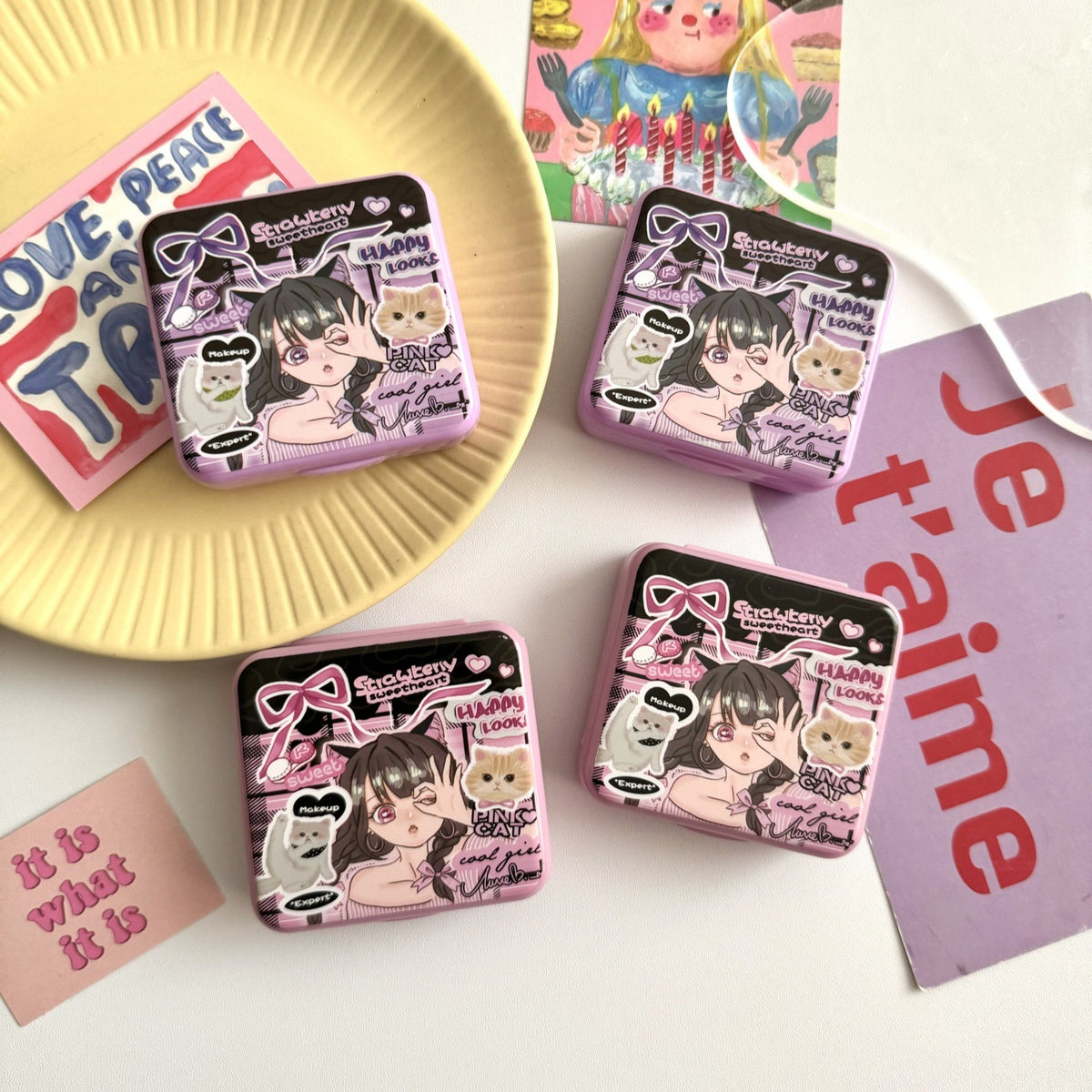Estuche para lentes de contacto de colores Cool Girl 