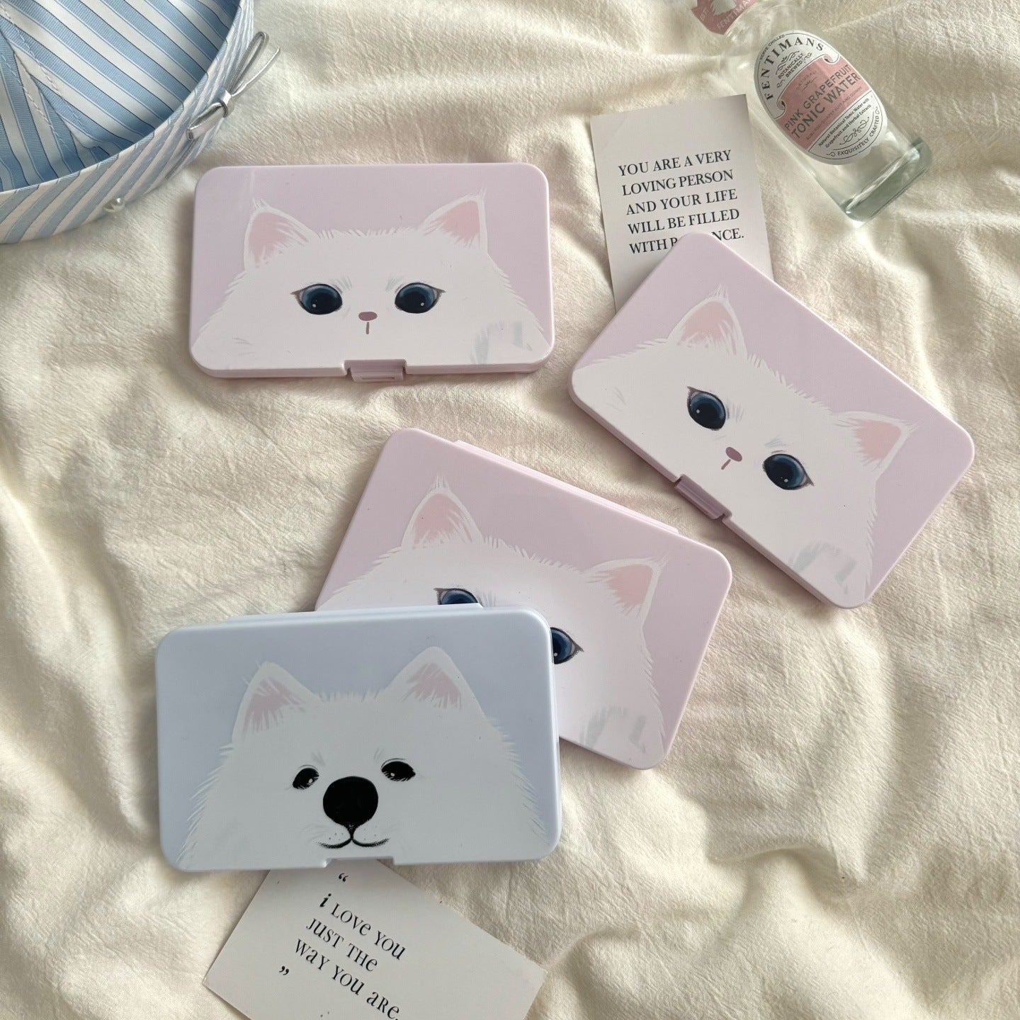 Estuche para lentes de contacto de colores con forma de cabeza de gatito 