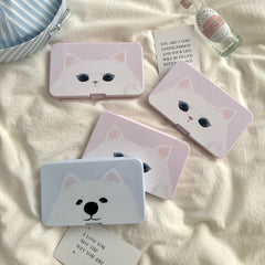 Estuche para lentes de contacto de colores con forma de cabeza de gatito 