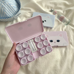 Estuche para lentes de contacto de colores con forma de cabeza de gatito 