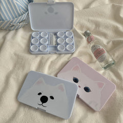 Estuche para lentes de contacto de colores con forma de cabeza de gatito 