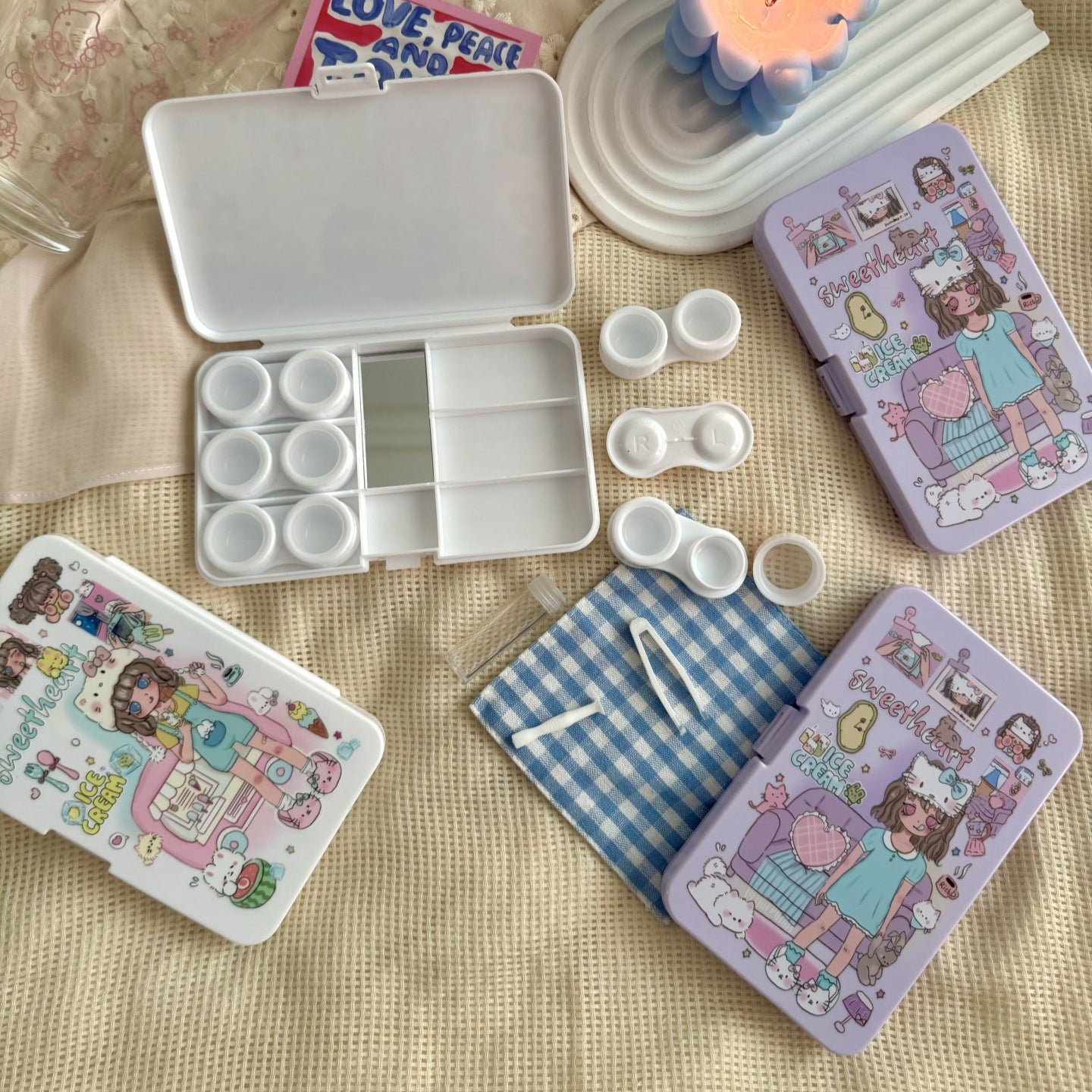 Estuche para lentes de contacto de colores SweetHeart Girl 