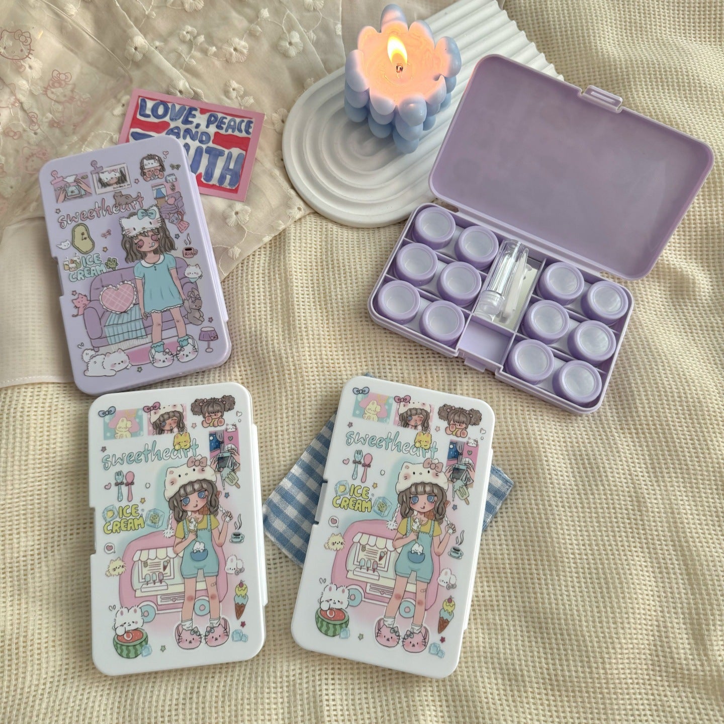 Estuche para lentes de contacto de colores SweetHeart Girl 