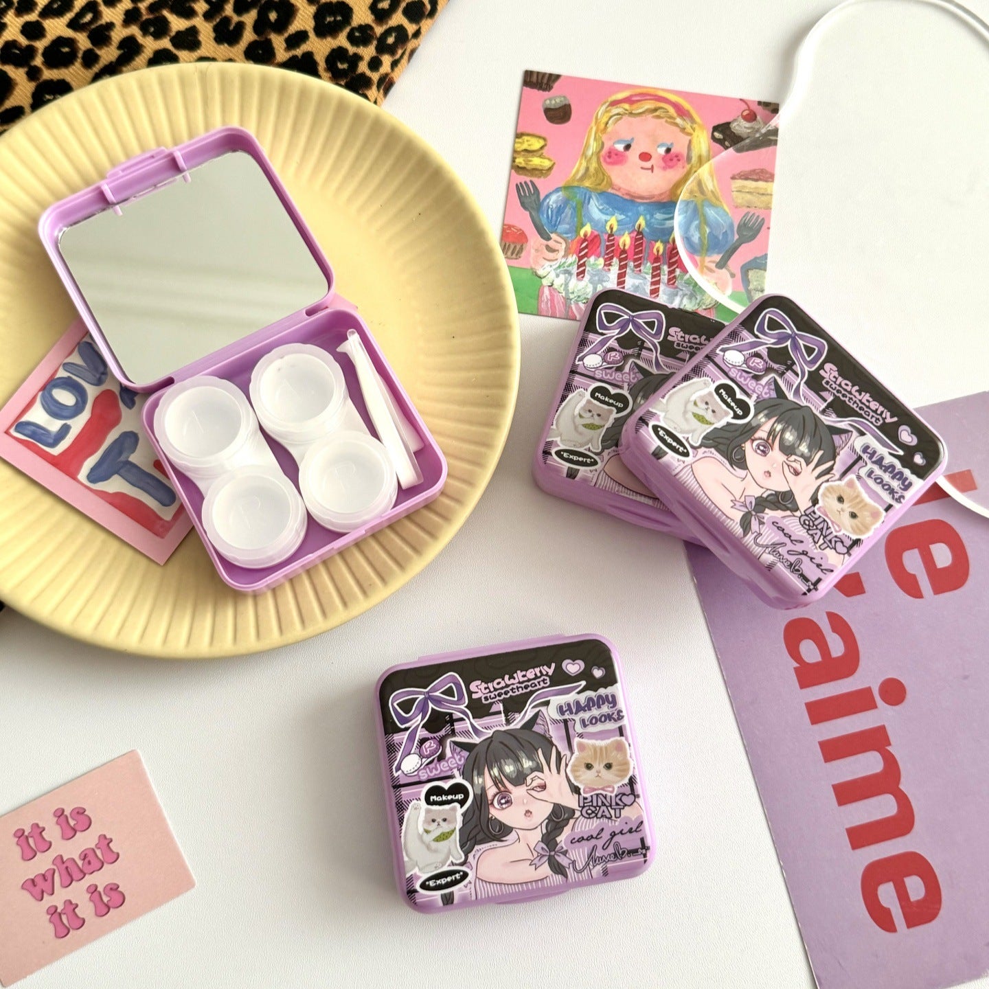 Estuche para lentes de contacto de colores Cool Girl 