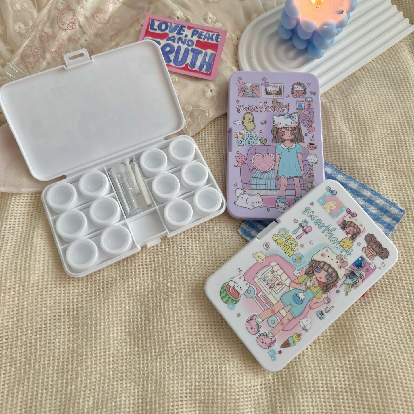 Estuche para lentes de contacto de colores SweetHeart Girl 