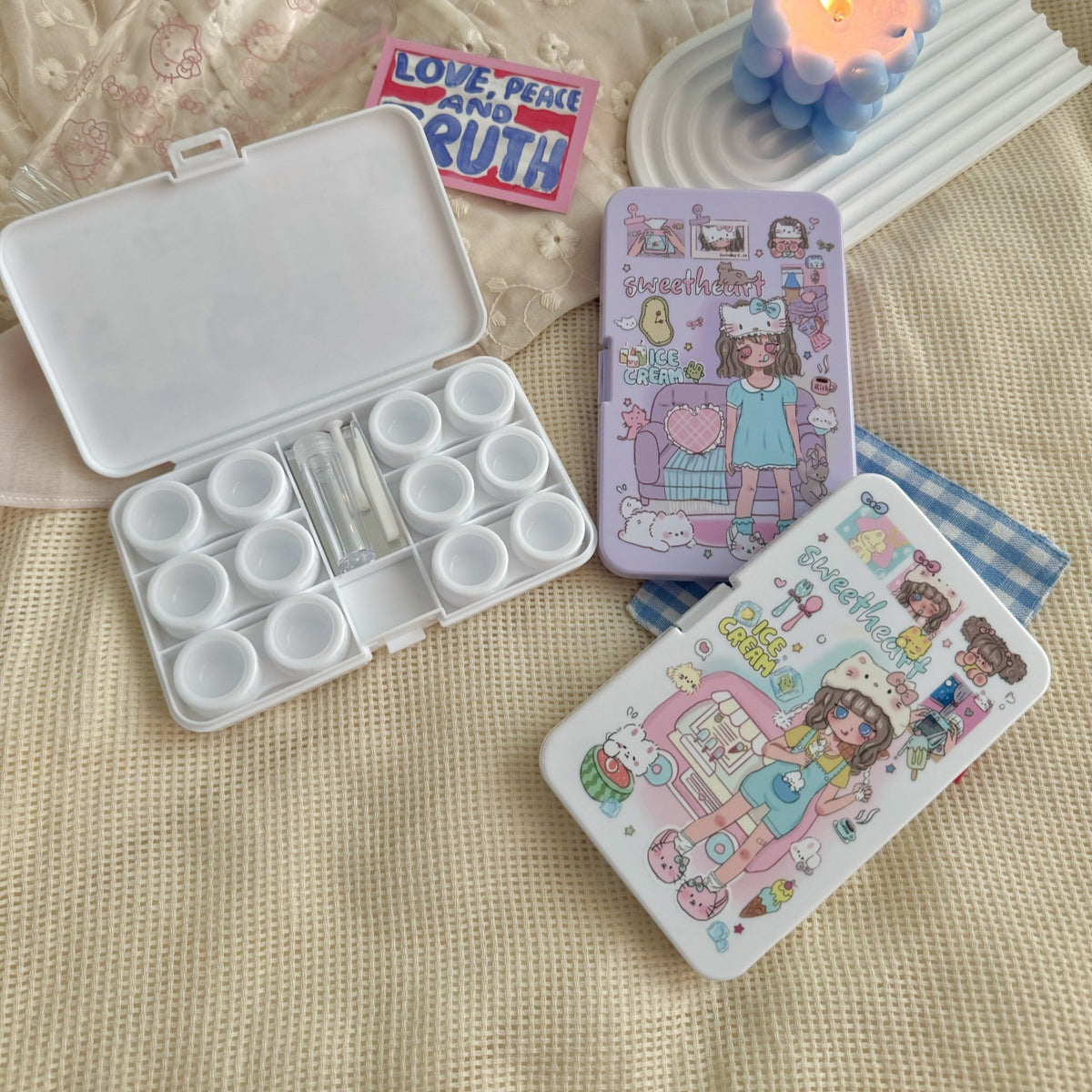 Estuche para lentes de contacto de colores SweetHeart Girl 