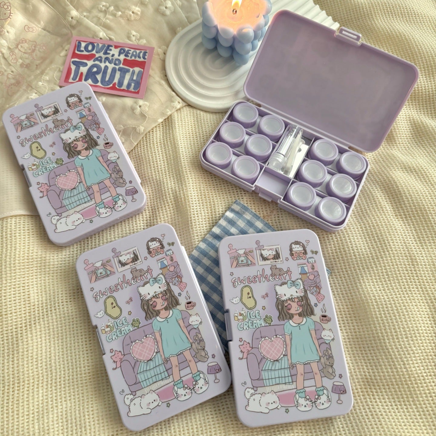 Estuche para lentes de contacto de colores SweetHeart Girl 