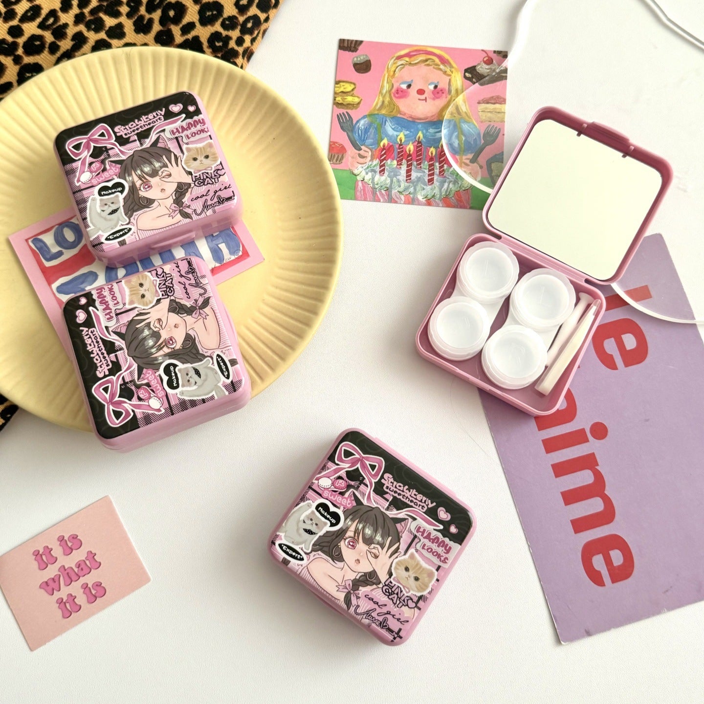Estuche para lentes de contacto de colores Cool Girl 