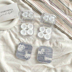 Estuche para lentes de contacto de colores con diseño de pez a rayas de caramelo 