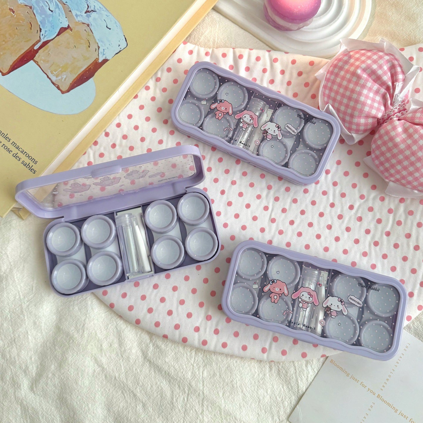 Estuche para lentes de contacto de conejo de lunares Mend