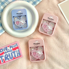 Estuche para lentes de contacto de color Heartful Mend Rabbit 
