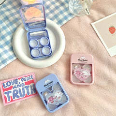 Estuche para lentes de contacto de color Heartful Mend Rabbit 