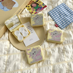 Estuche para lentes de contacto de color Butter Yellow Bow Kitten