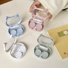 Estuche para lentes de contacto de colores con orejas de gato