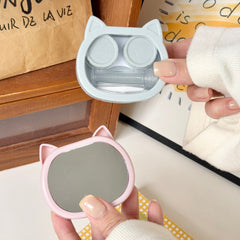 Estuche para lentes de contacto de colores con orejas de gato