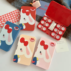 Estuche para lentillas de colores con orejas de conejo