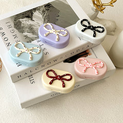 Estuche para lentes de contacto de color Dainty Dot Ribbon