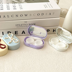 Estuche para lentes de contacto de color Dainty Dot Ribbon