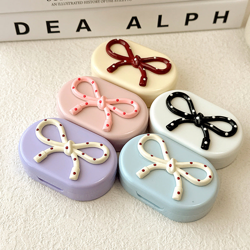 Estuche para lentes de contacto de color Dainty Dot Ribbon