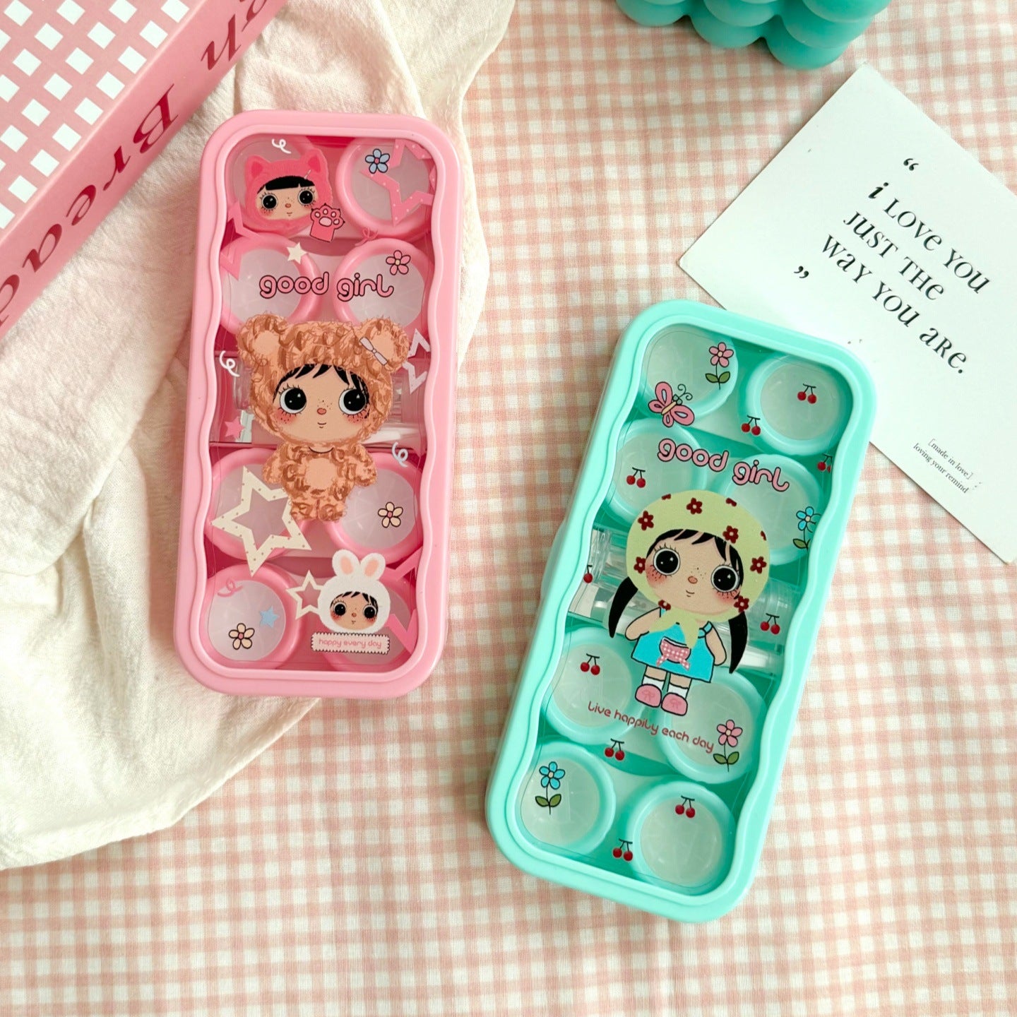 Estuche para lentes de contacto de color "Soy una chica buena"