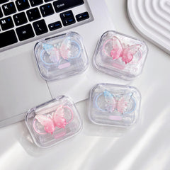 Estuche para lentes de contacto de mariposa con degradado de cristal