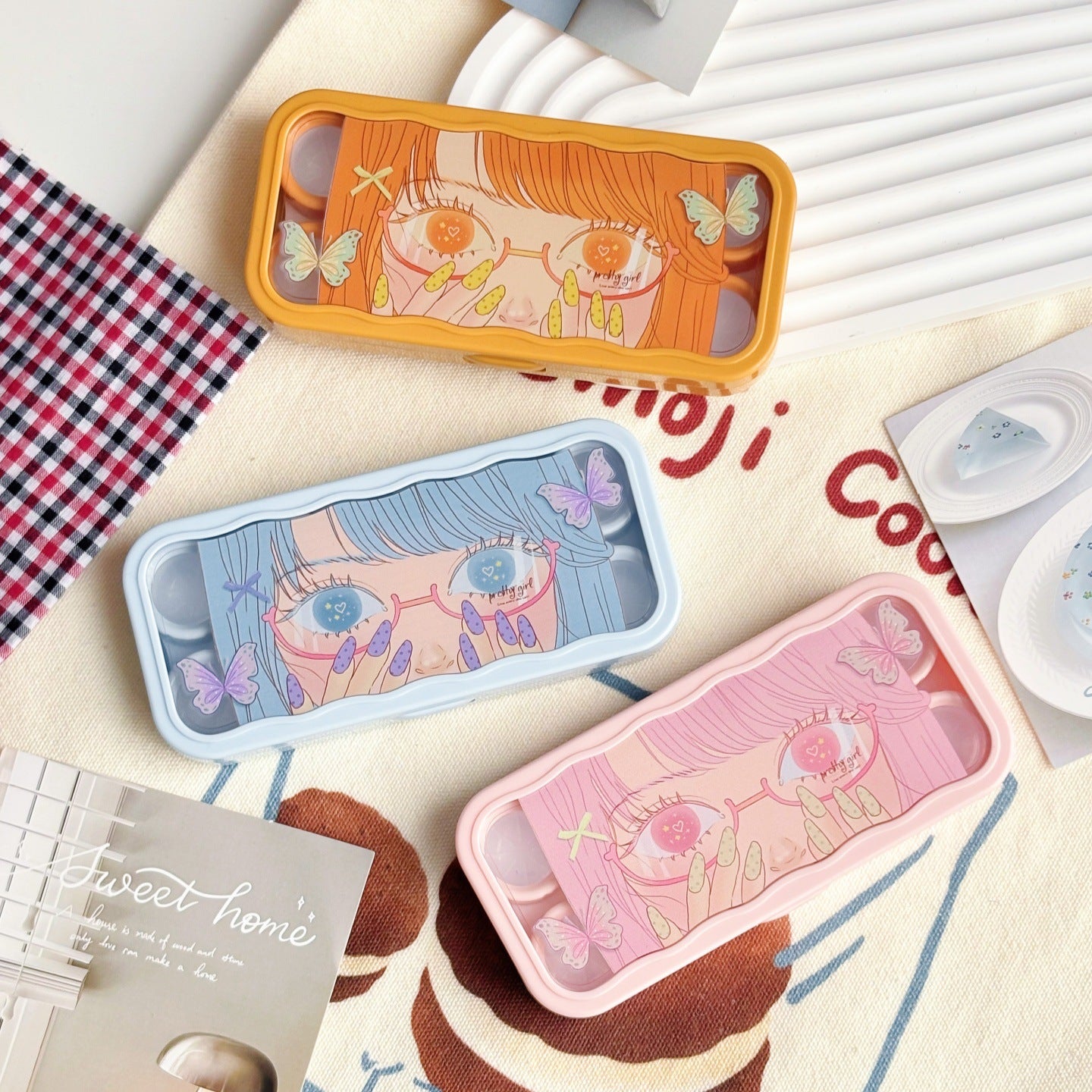 Estuche para lentes de contacto de color Manga Butterfly Eyes