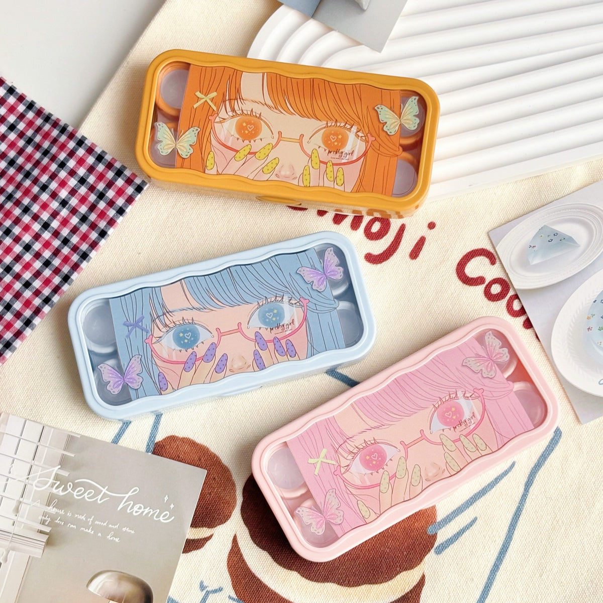 Estuche para lentes de contacto de color Manga Butterfly Eyes