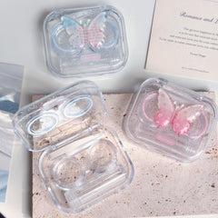 Estuche para lentes de contacto de mariposa con degradado de cristal