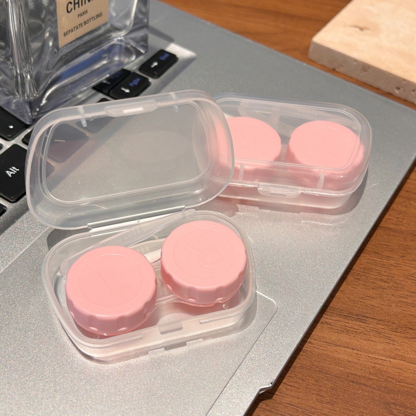 Estuche para lentes de contacto de colores con bolsillo Macaron Pastel