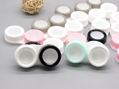 Estuche para lentes de contacto de doble color transparente y multicolor 