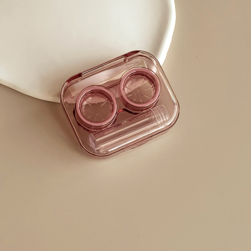 Estuche para lentes de contacto de colores con tapa sin rosca integrada en el frasco 