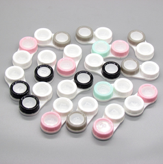 Estuche para lentes de contacto de doble color transparente y multicolor 