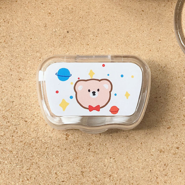 Estuche para lentes de contacto de colores con dibujos animados 
