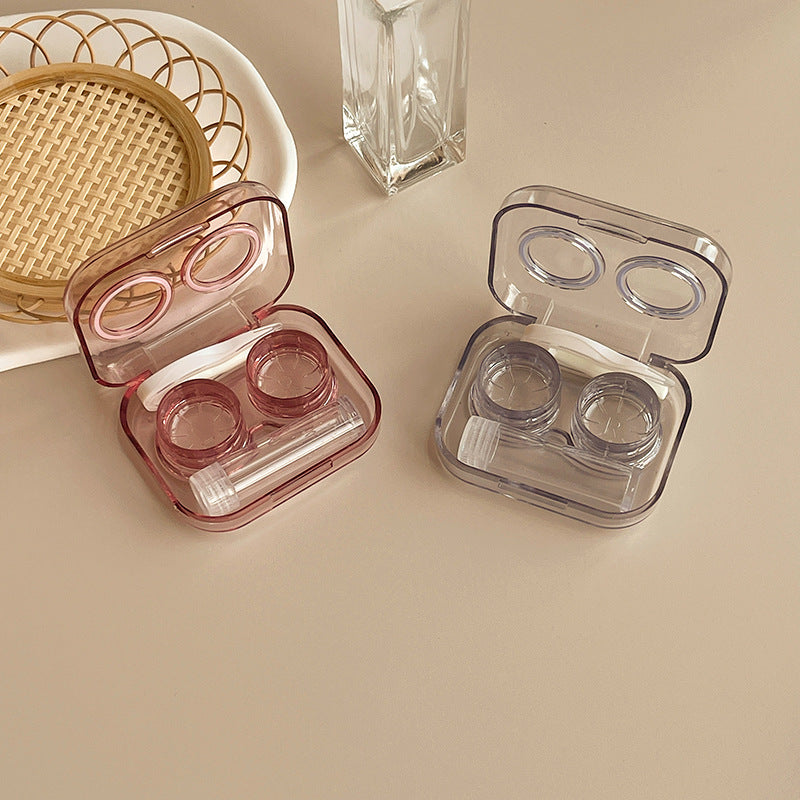 Estuche para lentes de contacto de colores con tapa sin rosca integrada en el frasco 