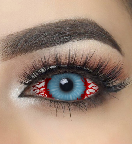 Lentes de contacto de Halloween de 22 mm con efecto zombi infectado e inyectados en sangre 