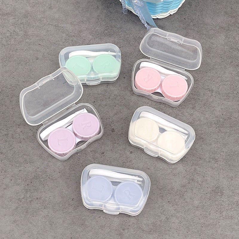 Estuche pequeño y portátil para lentes de contacto de colores 