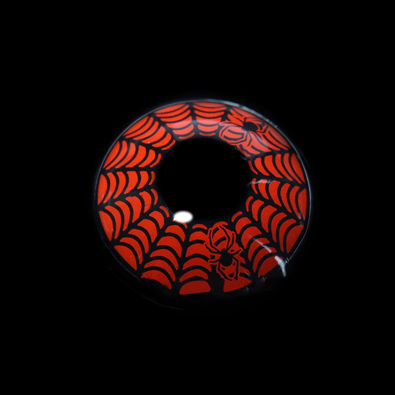 Lentes de contacto de color negro con diseño de telaraña de Halloween 